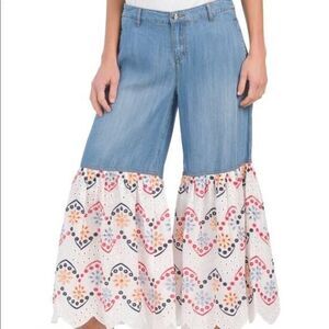Gemma + Jane Eyelet Wide Leg Bell Bottom Jeans